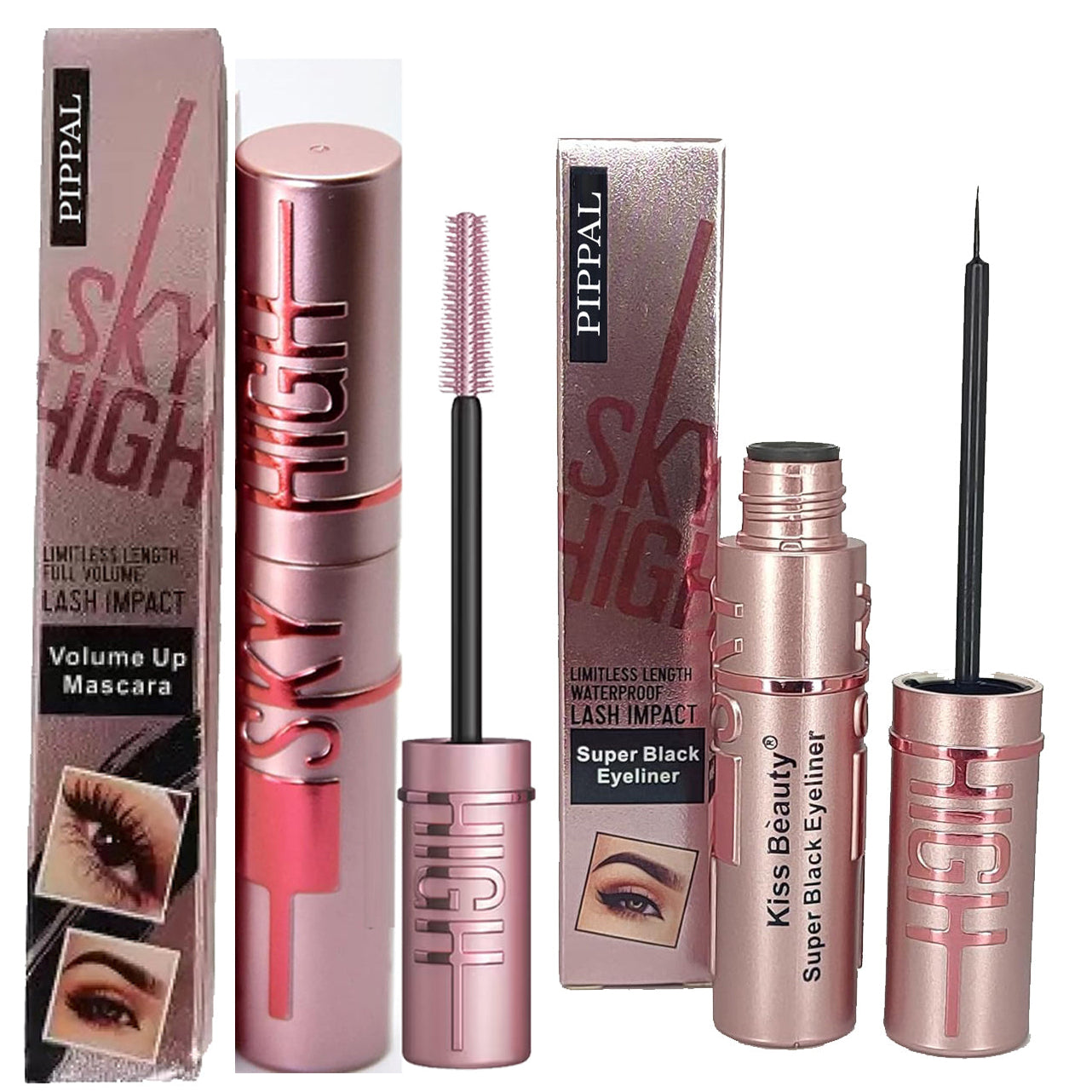 Pippal Sky High Eyeliner 1 Pcs with Mascara Ultra Volume Up Volumizing Mascara Long Lasting Waterproof 10Gm (Pack of 1)